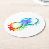 Oneindigheid met regenboogkwal ronde kartonnen onderzetter (Gebogen)