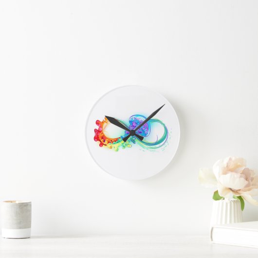 Oneindigheid met regenboogkwal ronde klok (Huis)