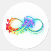 Oneindigheid met regenboogkwal ronde sticker (Voorkant)