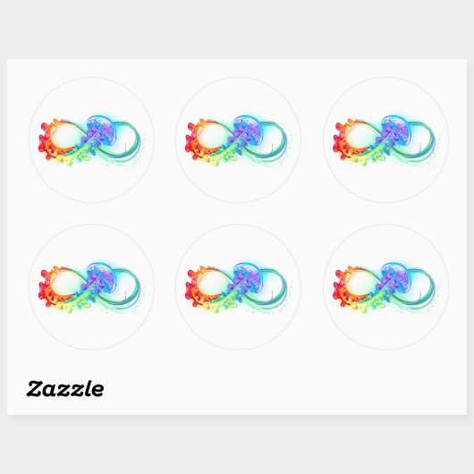 Oneindigheid met regenboogkwal ronde sticker (Vel)