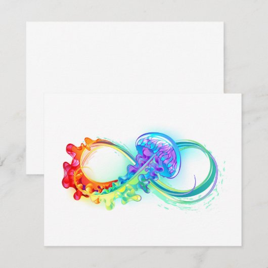 Oneindigheid met regenboogkwal RSVP kaartje (Voorkant / Achterkant)