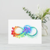 Oneindigheid met regenboogkwal save the date (Staand voorkant)