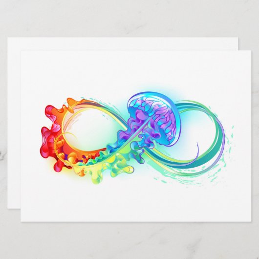 Oneindigheid met regenboogkwal save the date (Voorkant / Achterkant)