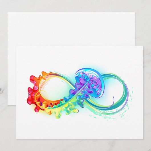 Oneindigheid met regenboogkwal save the date (Voorkant / Achterkant)