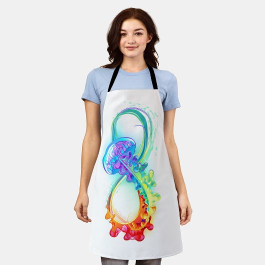 Oneindigheid met regenboogkwal schort (Gedragen)