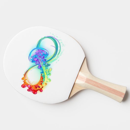 Oneindigheid met regenboogkwal tafeltennisbatje (Zijkant)