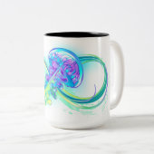 Oneindigheid met regenboogkwal tweekleurige koffiemok (Voorkant rechts)