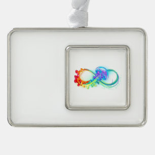 Oneindigheid met regenboogkwal verzilverd omlijst ornament
