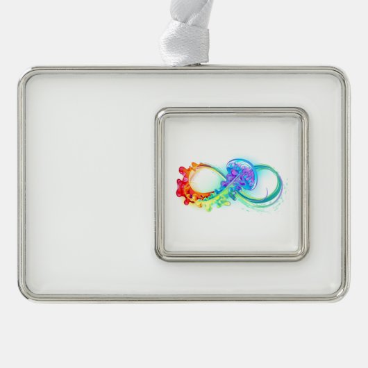 Oneindigheid met regenboogkwal verzilverd omlijst ornament (Voorkant)