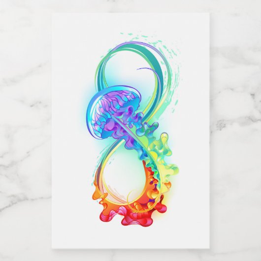 Oneindigheid met regenboogkwal voedselcontainer etiket (Enkel label)