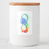 Oneindigheid met regenboogkwal voedselcontainer etiket (Voorkant)
