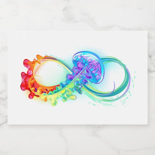 Oneindigheid met regenboogkwal voedselcontainer etiket (Enkel label)