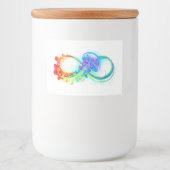 Oneindigheid met regenboogkwal voedselcontainer etiket (Voorkant)