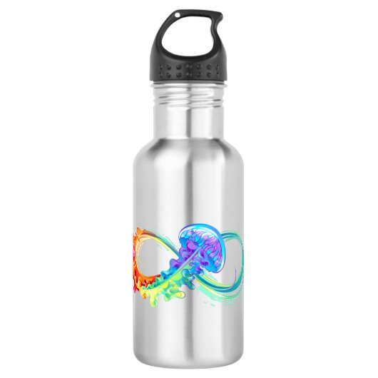 Oneindigheid met regenboogkwal waterfles  (Voorkant)