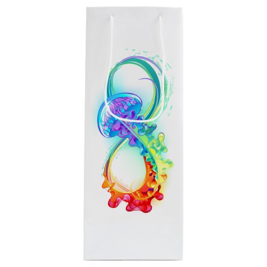 Oneindigheid met regenboogkwal wijn cadeautas (Voorkant)