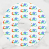 Oneindigheid met regenboogkwal wijnglaslabel (Achterkant)