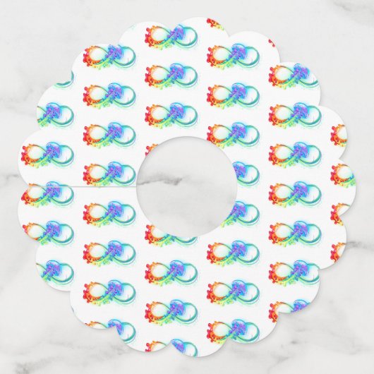 Oneindigheid met regenboogkwal wijnglaslabel (Voorkant)