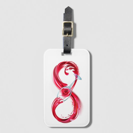 Oneindigheid met rode wijn bagagelabel (Voorkant (verticaal))