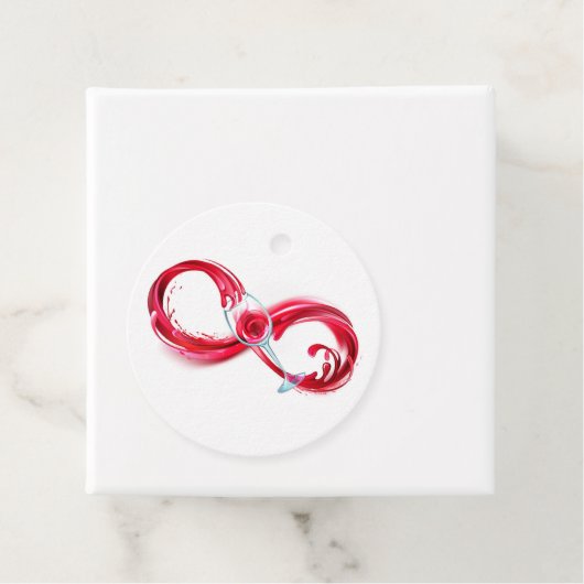 Oneindigheid met rode wijn bedankjes labels (In situ)