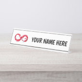 Oneindigheid met rode wijn bureau naambordje (Voorkant)