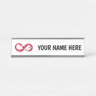 Oneindigheid met rode wijn bureau naambordje