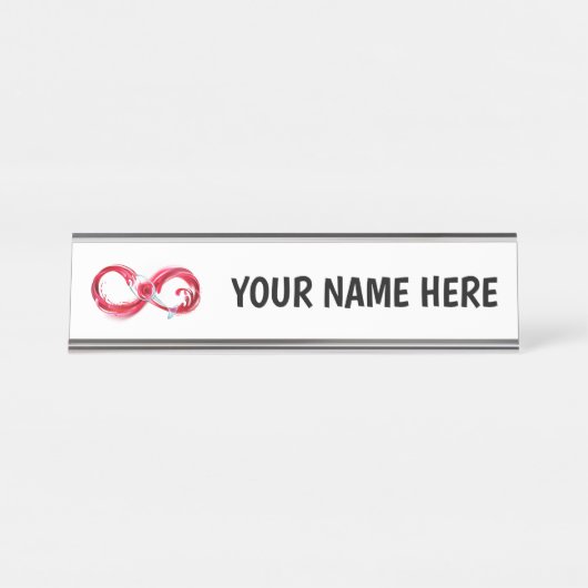 Oneindigheid met rode wijn bureau naambordje (Voorkant)