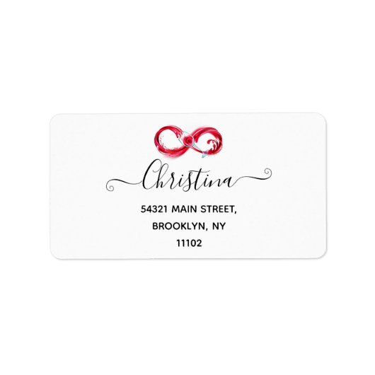 Oneindigheid met rode wijn etiket (Voorkant)