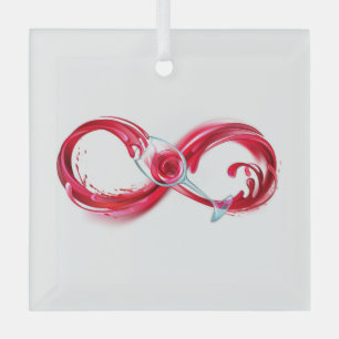 Oneindigheid met rode wijn glas ornament