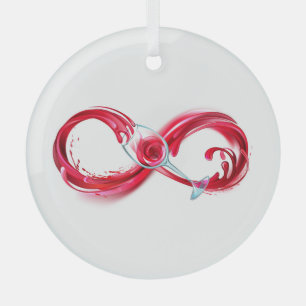 Oneindigheid met rode wijn glas ornament