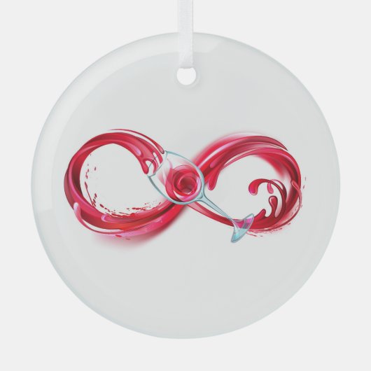 Oneindigheid met rode wijn glas ornament (Voorkant)