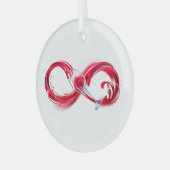 Oneindigheid met rode wijn glas ornament (Voorkant links)
