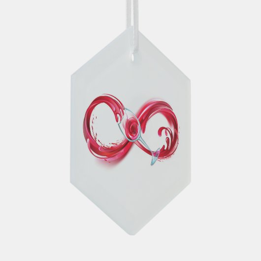 Oneindigheid met rode wijn glas ornament (Voorkant Rechts)