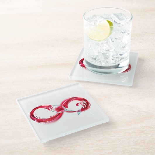 Oneindigheid met rode wijn glazen onderzetter (Schuin)