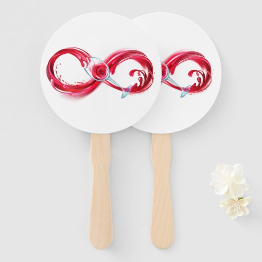 Oneindigheid met rode wijn handwaaier (Voorkant en achterkant)