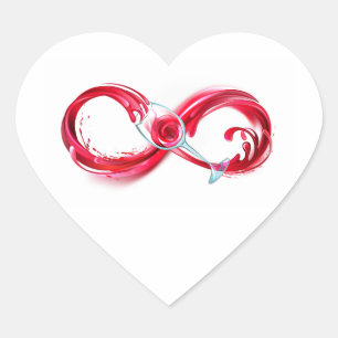 Oneindigheid met rode wijn hart sticker
