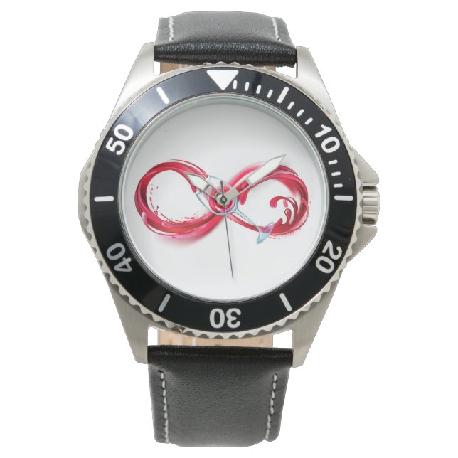 Oneindigheid met rode wijn horloge (Voorkant)