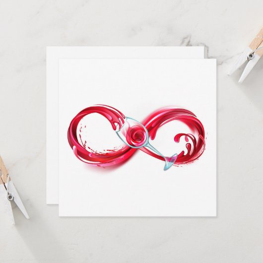 Oneindigheid met rode wijn kaart (Voorkant / Achterkant in situ)