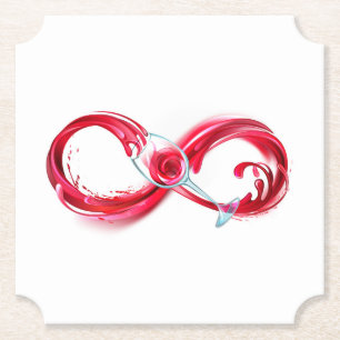 Oneindigheid met rode wijn kartonnen onderzetters