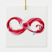 Oneindigheid met rode wijn keramisch ornament (Achterkant)