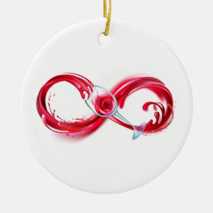 Oneindigheid met rode wijn keramisch ornament