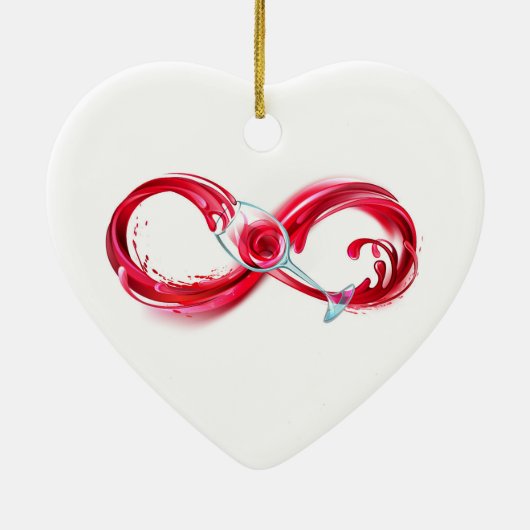 Oneindigheid met rode wijn keramisch ornament (Achterkant)