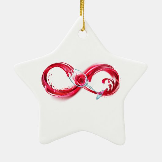 Oneindigheid met rode wijn keramisch ornament (Achterkant)