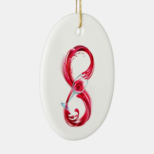 Oneindigheid met rode wijn keramisch ornament (Rechts)