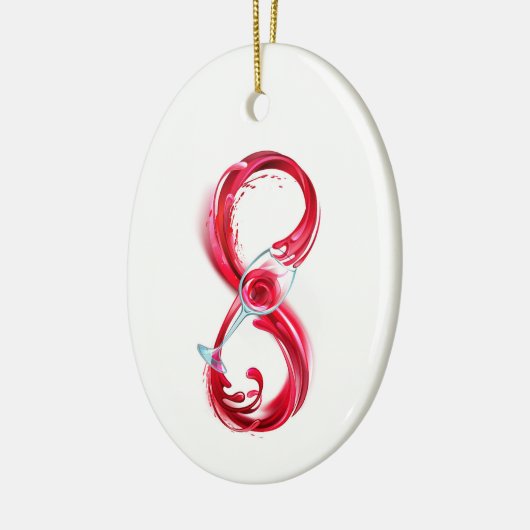 Oneindigheid met rode wijn keramisch ornament (Links)