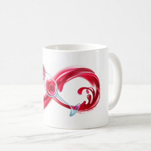 Oneindigheid met rode wijn koffiemok (Voorkant rechts)