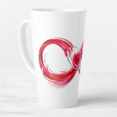 Oneindigheid met rode wijn latte mok (Linkerhoek)