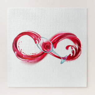 Oneindigheid met rode wijn legpuzzel