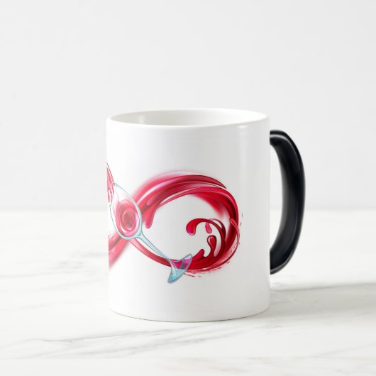 Oneindigheid met rode wijn magische mok (Voorkant rechts)