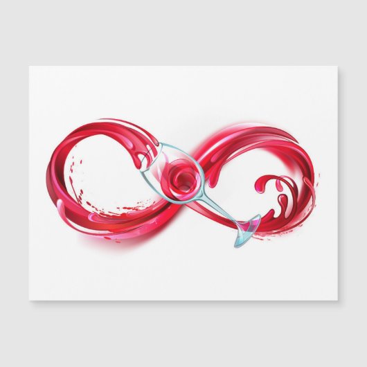 Oneindigheid met rode wijn magnetische uitnodiging (Voorkant)