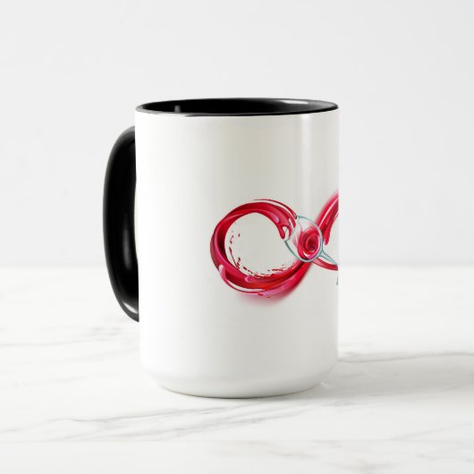 Oneindigheid met rode wijn mok (Voorkant links)